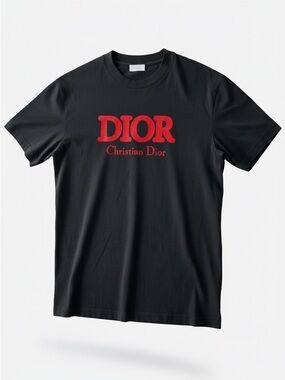 Dior Black Tee with Red Logo